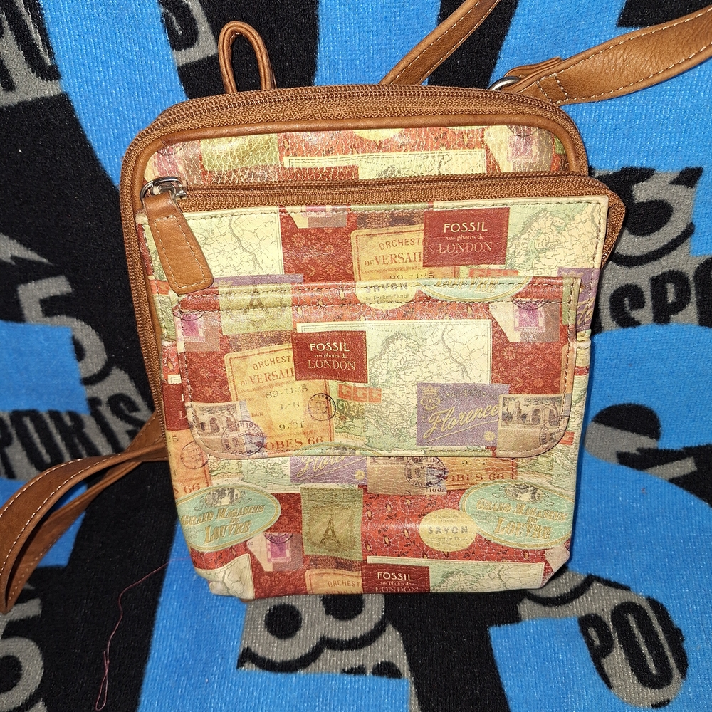 Fossil Vintage Map Print Messenger Bag